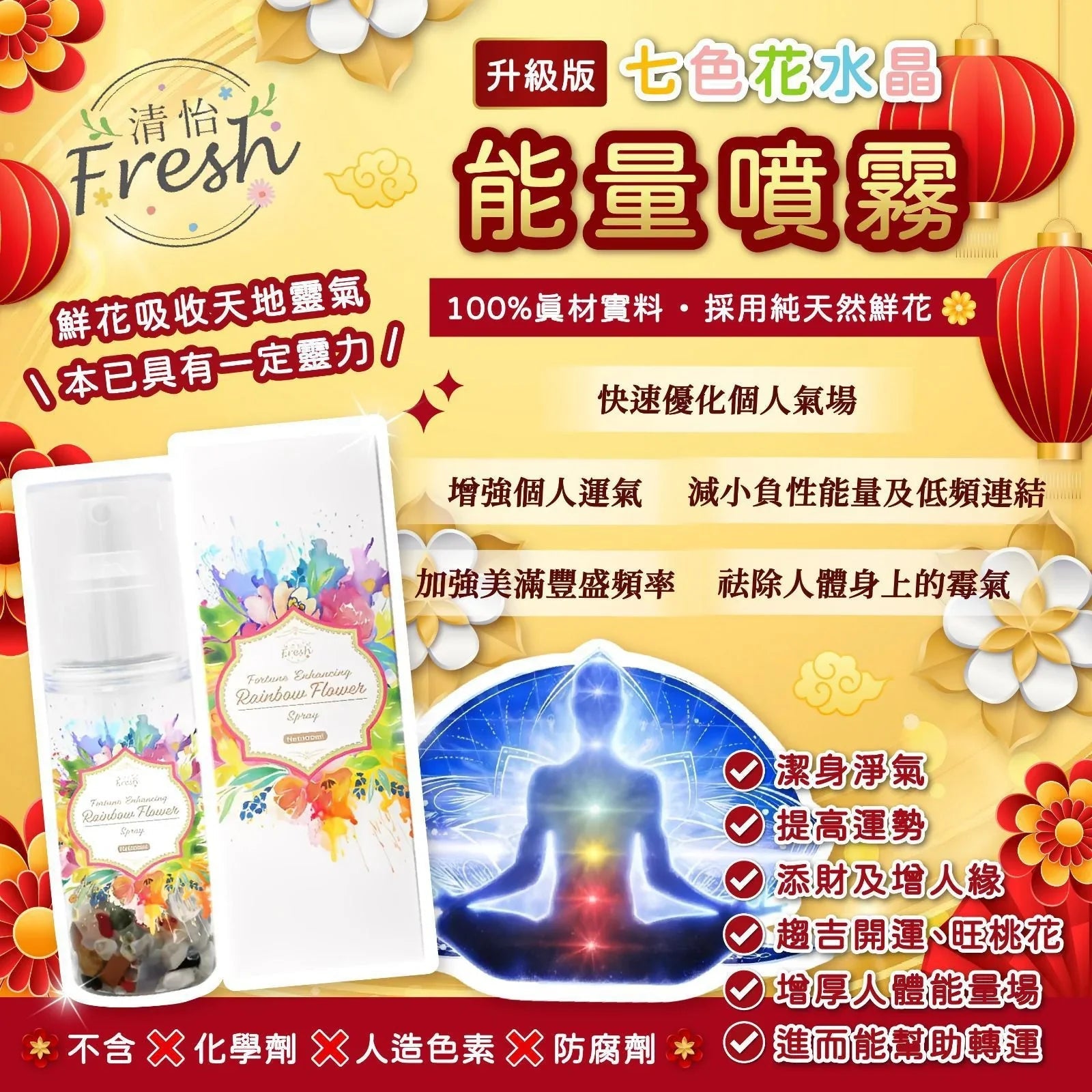 升級版清怡七色花水晶能量噴霧100ml - HLY & CHOCCICO