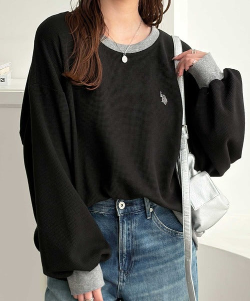 日本直送【U.S. POLO ASSN.】Oversized Waffle Top