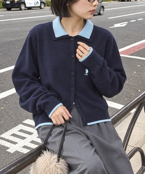 日本直送【U.S. POLO ASSN.】Collar Knit Cardigan