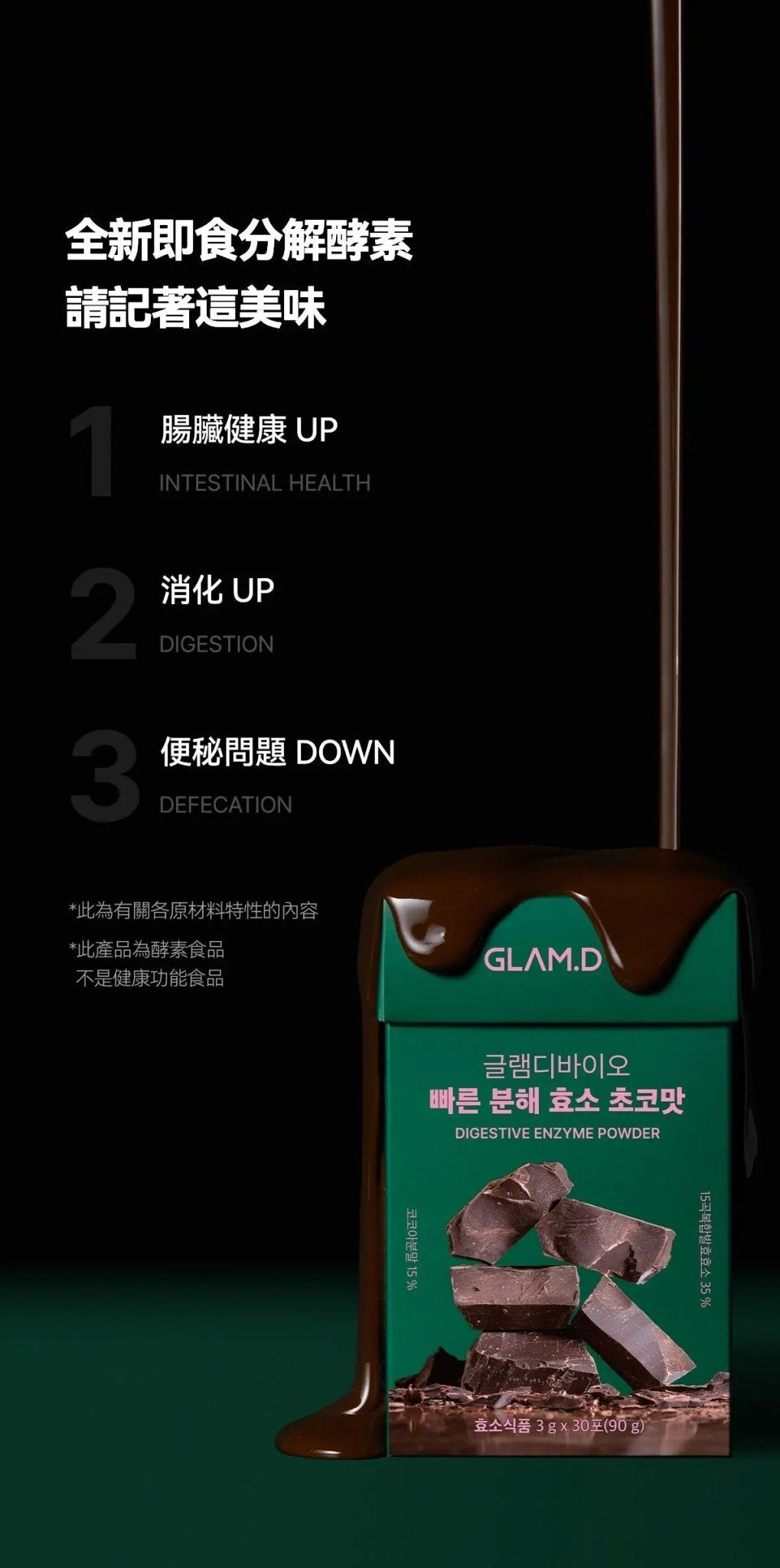 【一口價$185起/盒】GLAM.D 極速分解酵素 3g (1盒30包) 4款口味 - HLY & CHOCCICO