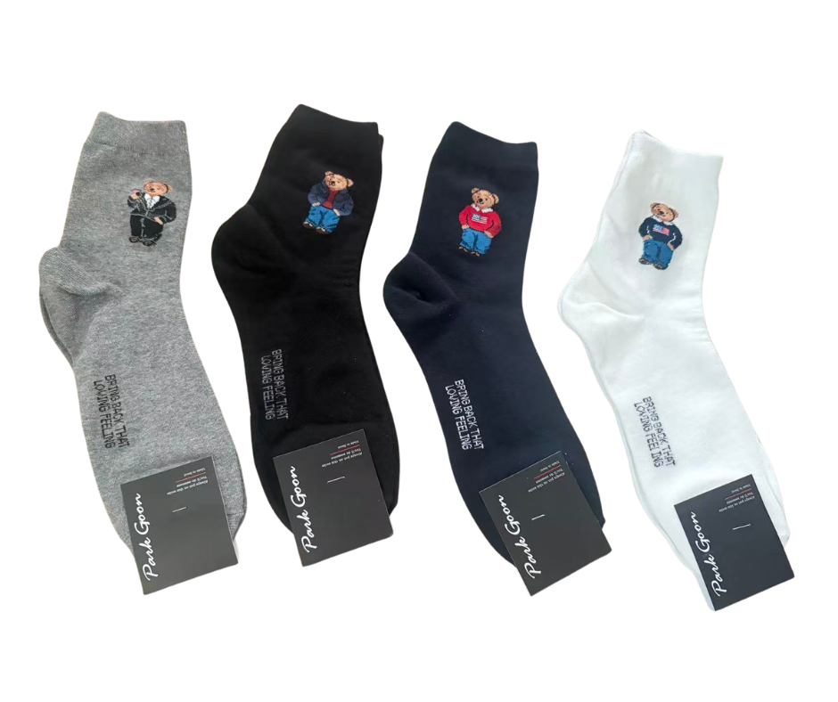 🌟現貨🌟韓國製Parkgoon Bear Logo 襪 (1套4對) - HLY & CHOCCICO