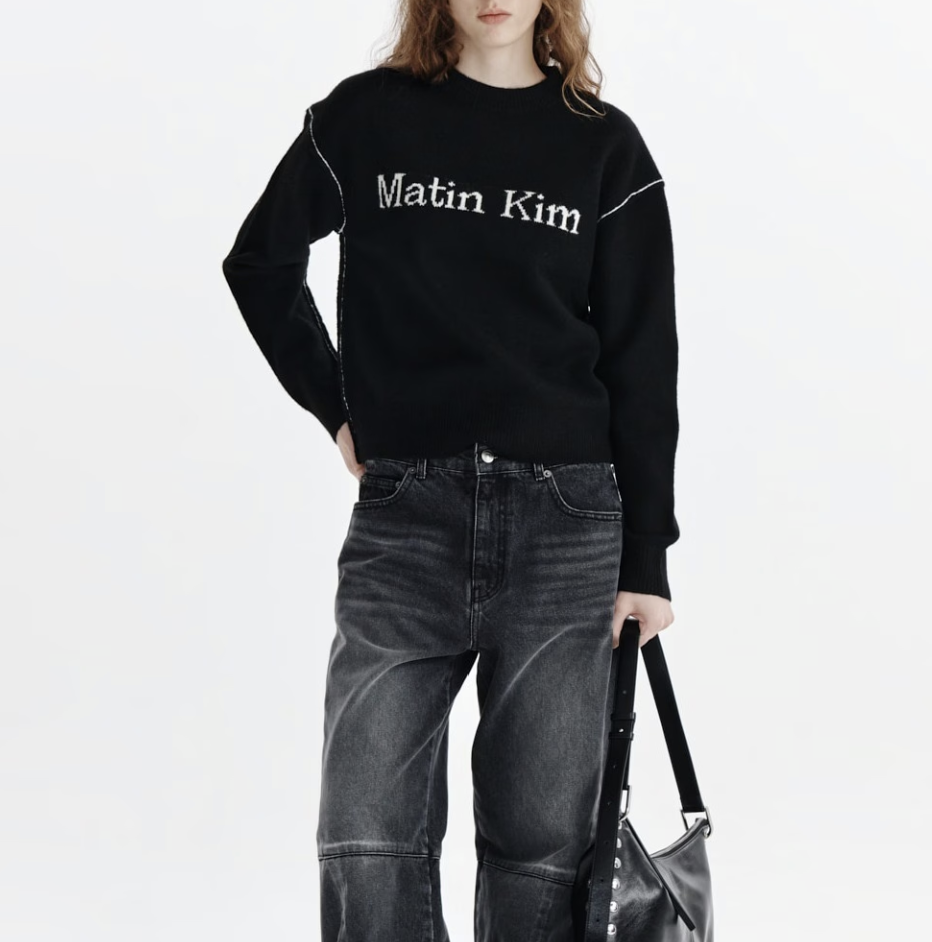 MATIN KIM COLOR LINE POINT LOGO KNIT PULLOVER