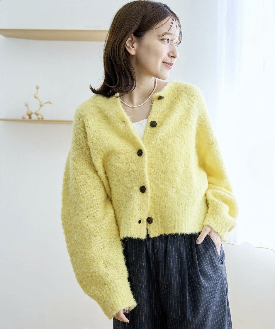 日本直送 Boucle 2-Way Mixed Knit Cardigan - HLY & CHOCCICO