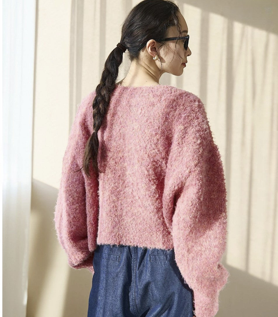 日本直送 Boucle 2-Way Mixed Knit Cardigan - HLY & CHOCCICO