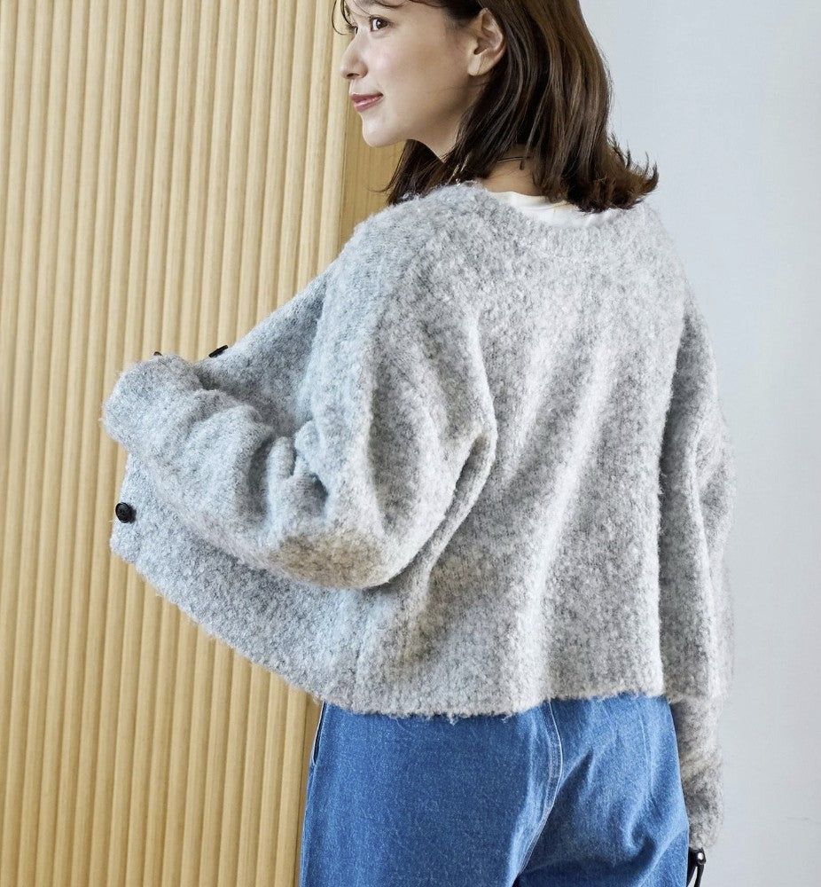 日本直送 Boucle 2-Way Mixed Knit Cardigan - HLY & CHOCCICO