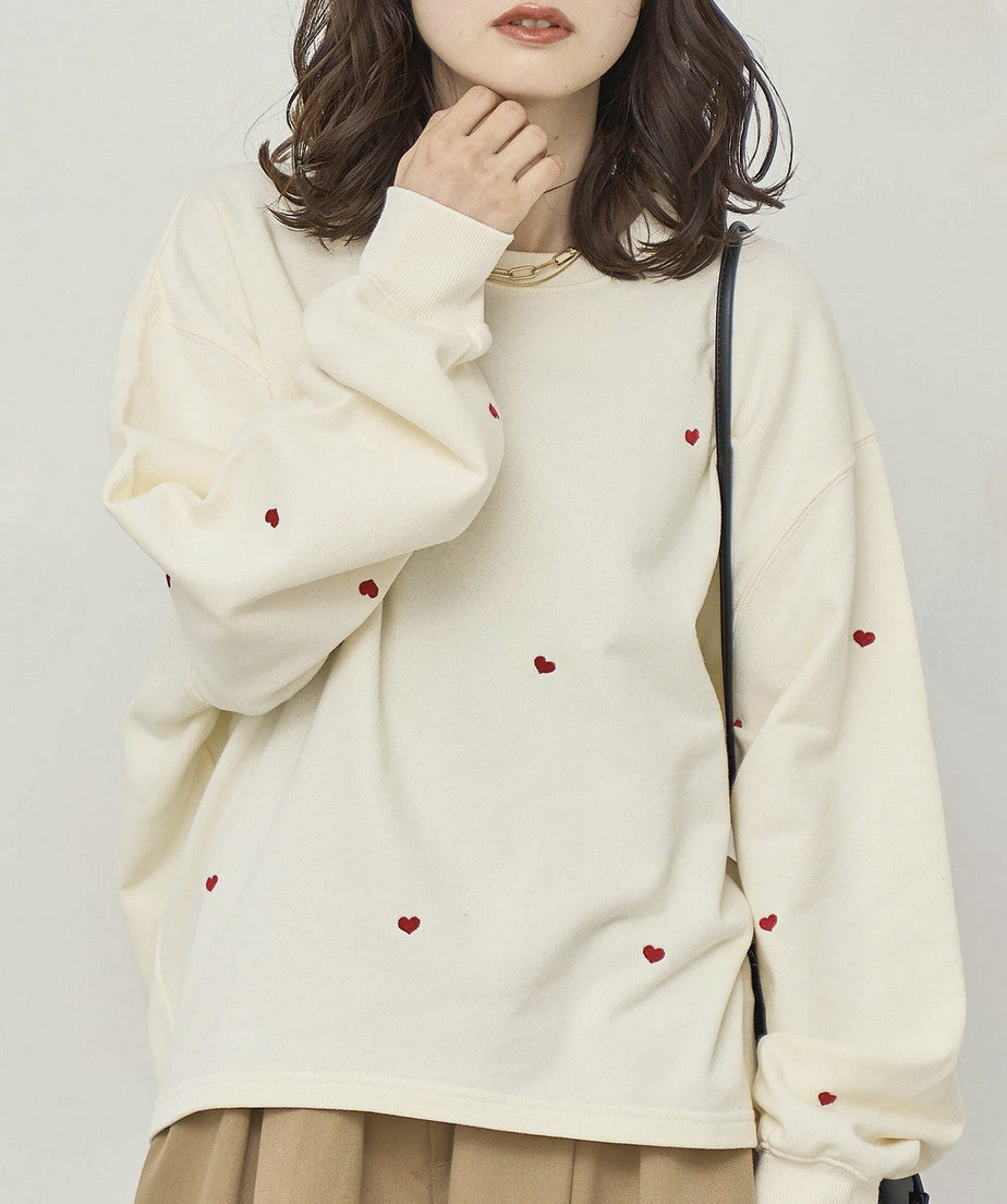 日本直送 Heart Embroidered Lining Sweat Pullover - HLY & CHOCCICO