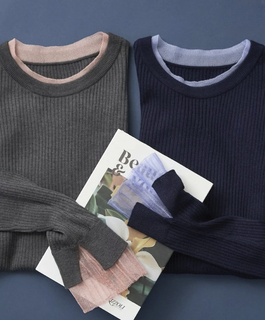 日本直送25AW Washable Color Scheme Layered Sheer Knit - HLY & CHOCCICO