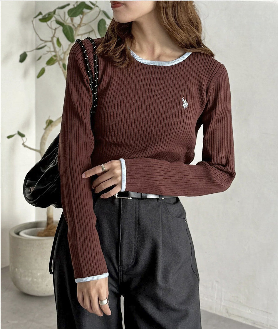 日本直送 U.S. POLO ASSN Crew Neck Ribbed Knit - HLY & CHOCCICO