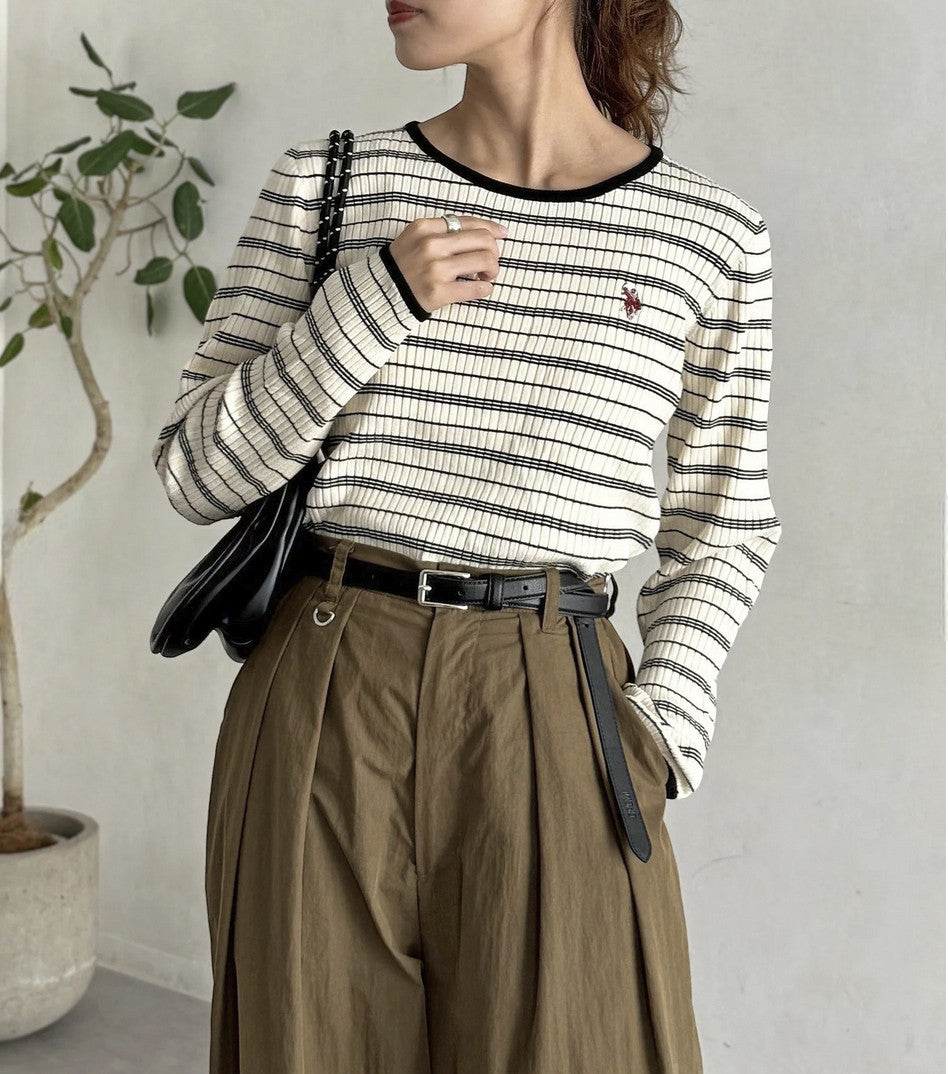 日本直送 U.S. POLO ASSN Crew Neck Ribbed Knit - HLY & CHOCCICO