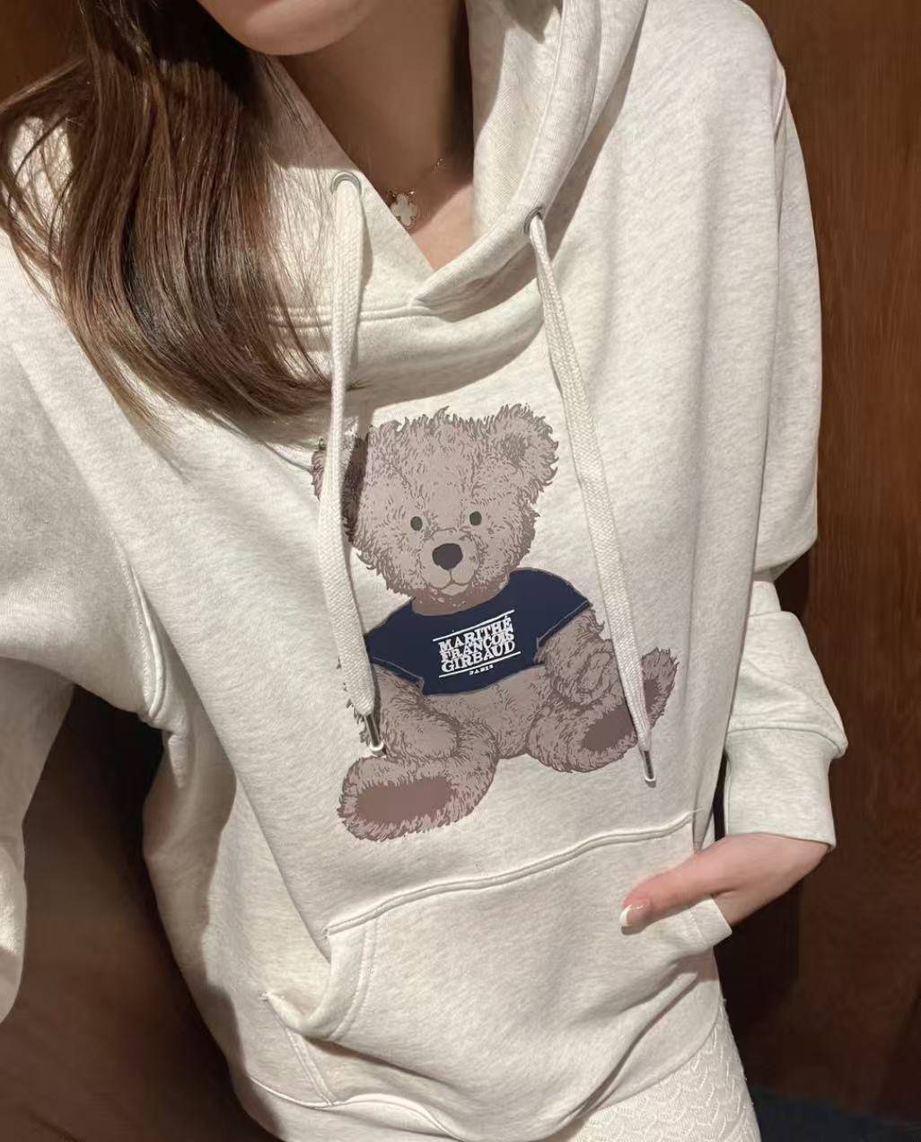 MARITHE CLASSIC LOGO & BEAR HOODIE - HLY & CHOCCICO