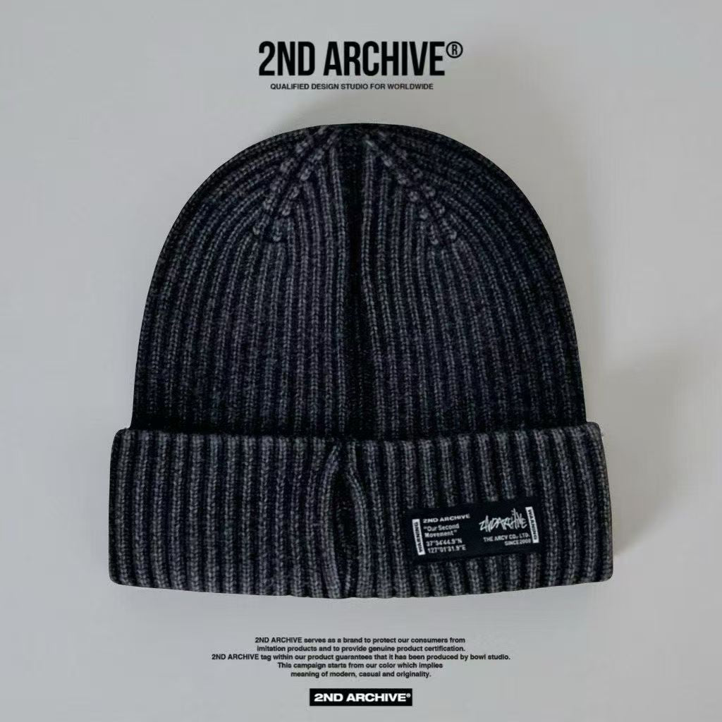 韓國直送 2ND ARCHIVE Stone Washing Cuff Beanie - HLY & CHOCCICO
