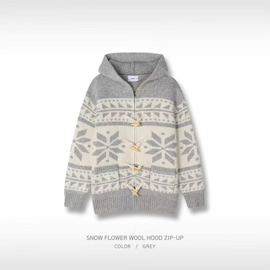 韓國直送Baron Snow Flower Wool Hood Zip Up - HLY & CHOCCICO