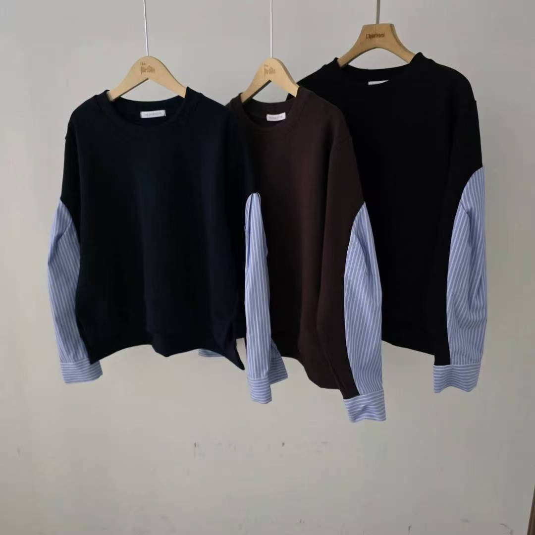 韓國直送Trendy Mixed Fabric Sweatshirt - HLY & CHOCCICO