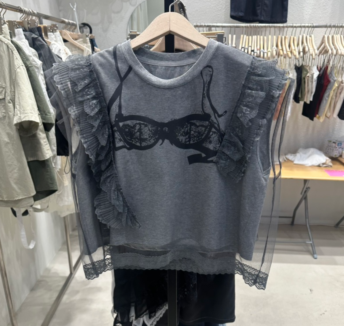 韓國直送Lace Illusion Tee