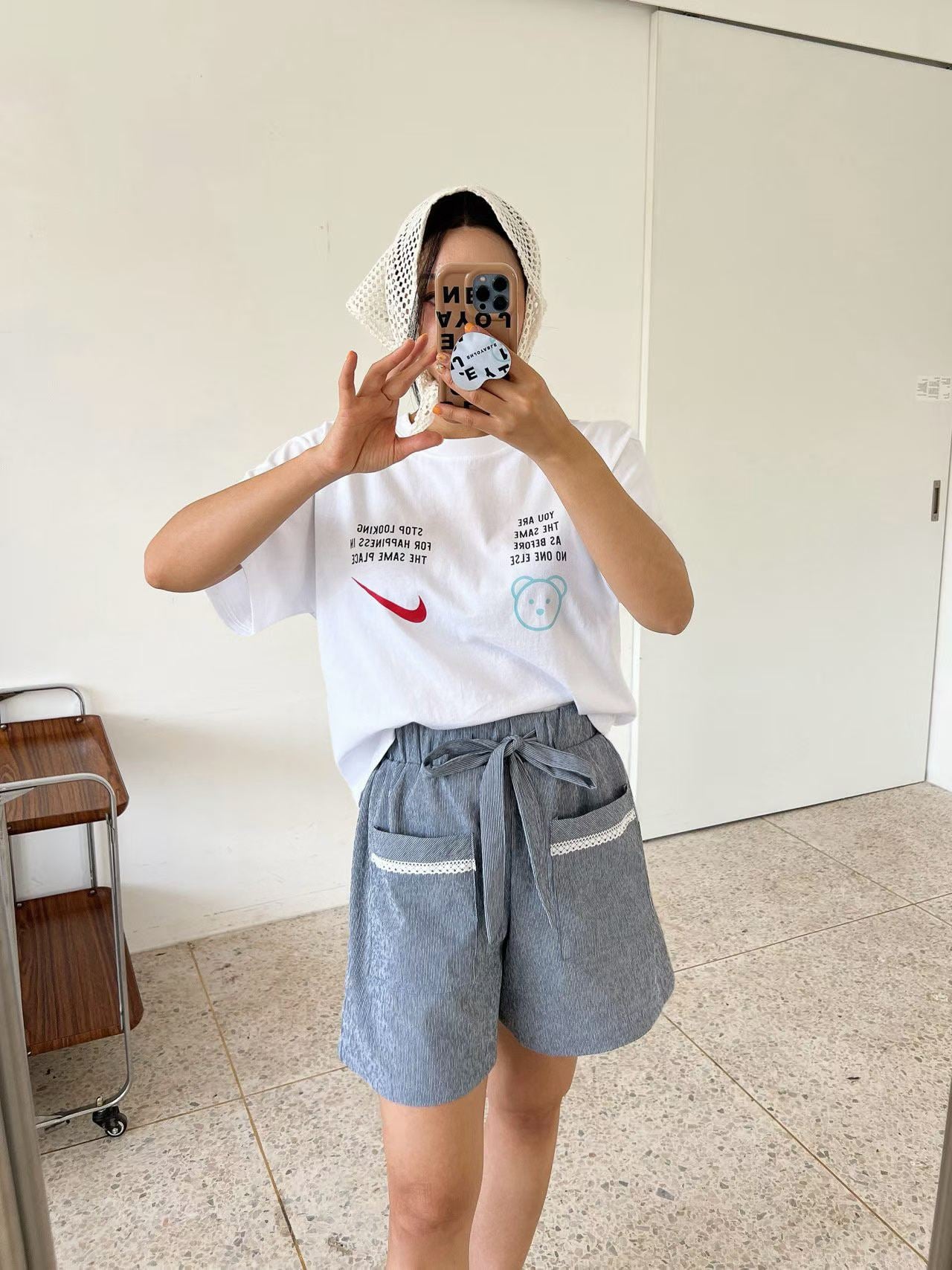 Korean Direct Shipping Chilling Bear Graphic Tee / Shorts