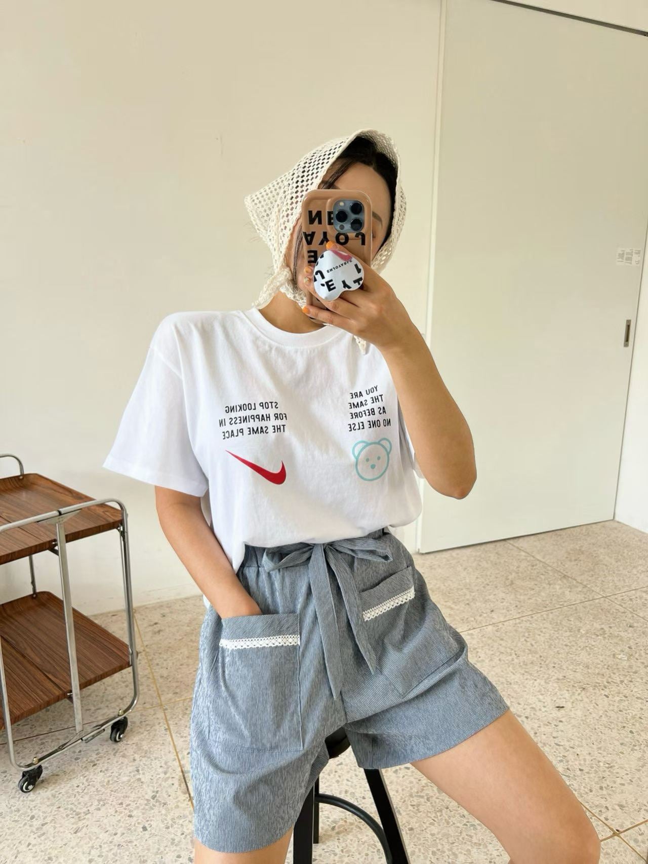 Korean Direct Shipping Chilling Bear Graphic Tee / Shorts