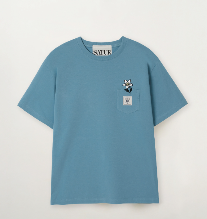 Korea Satur Flower Pocket Tee