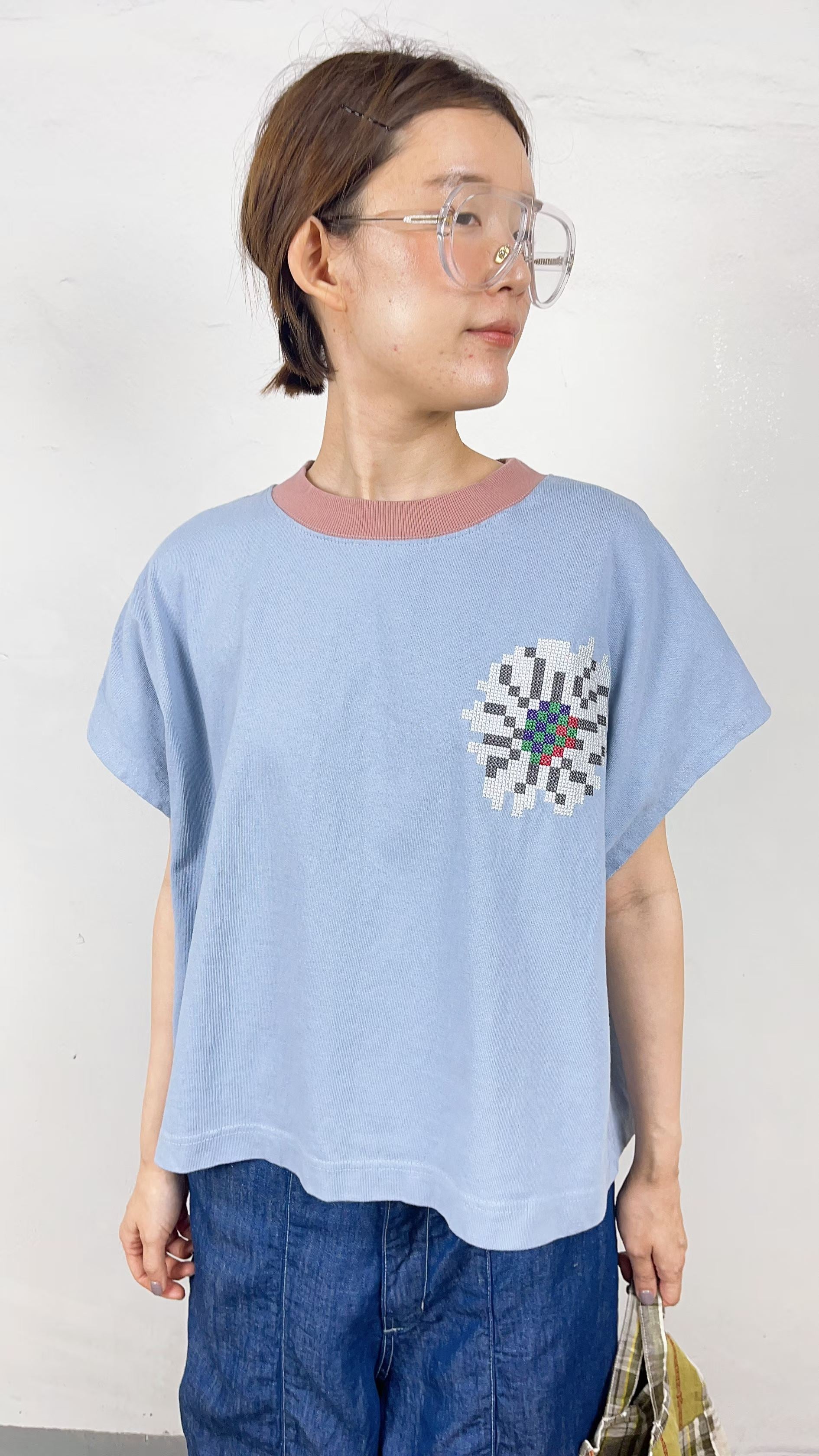 Retro Stitch Boxy Tee from Korea