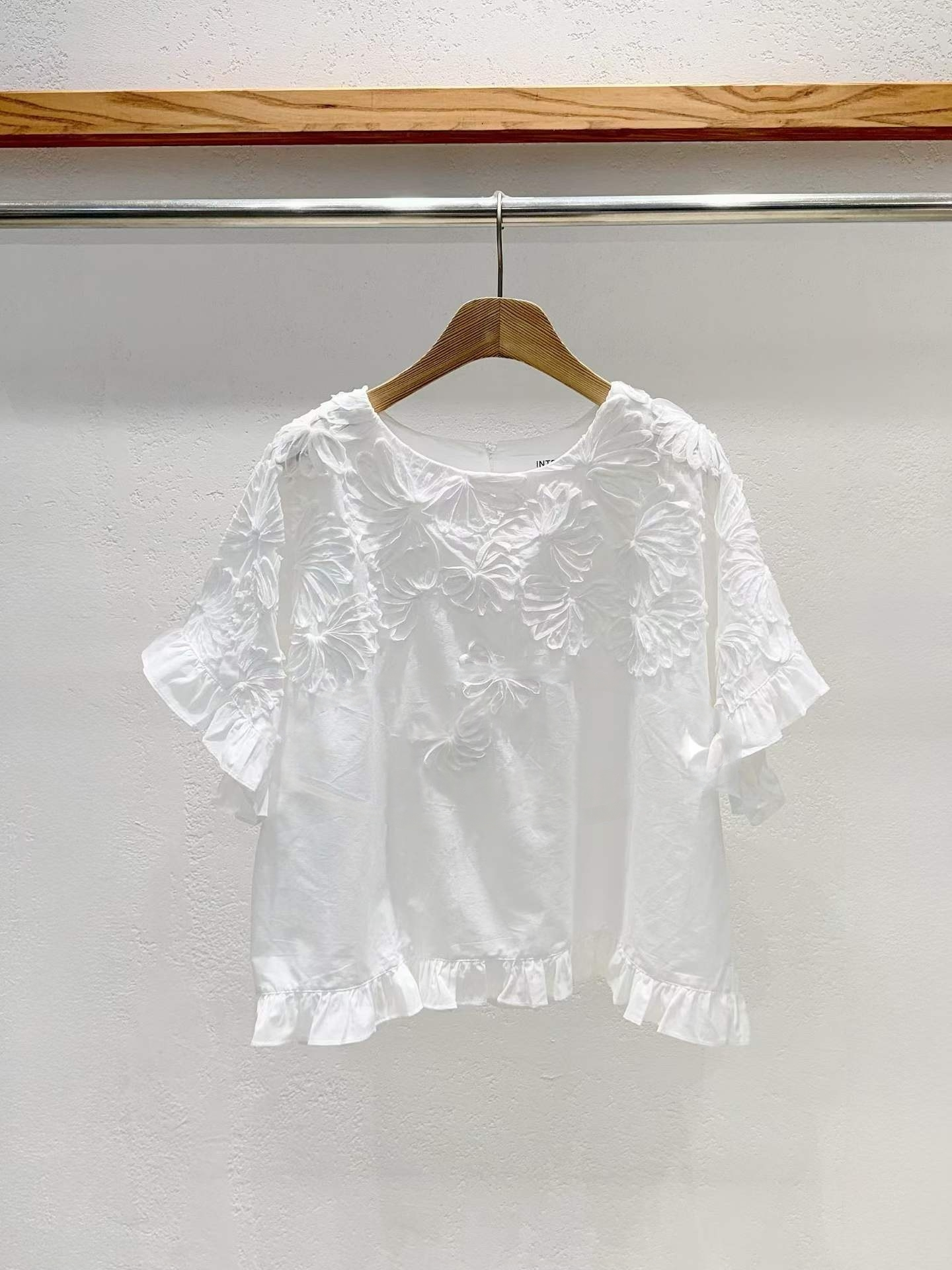 韓國直送Flora Ruffle Organza Blouse Top