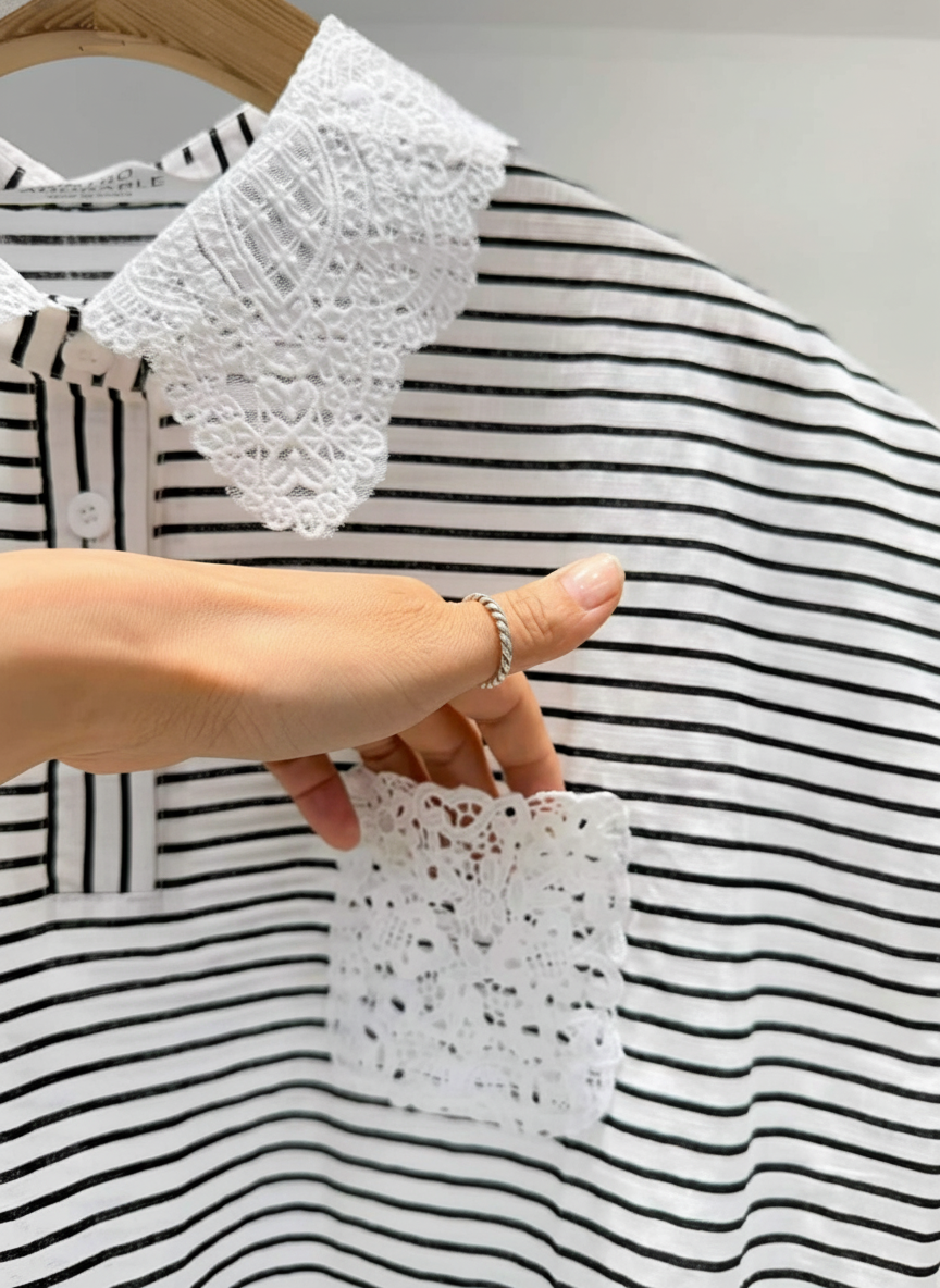 韓國直送French Vintage Cap-Sleeve Polo