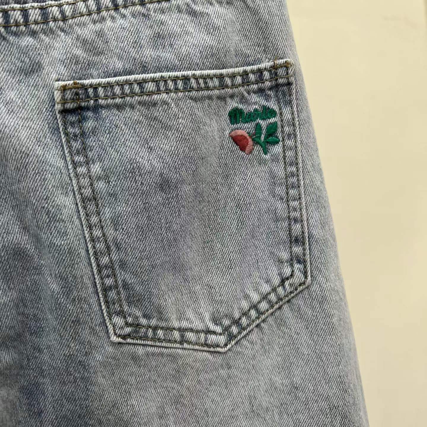 韓國直送Marie Sweetie Embroidered Wide-Leg Jeans