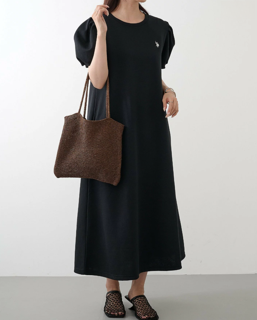 Direct from Japan US POLO ASSN Balloon Sleeve Natural Flare Dress