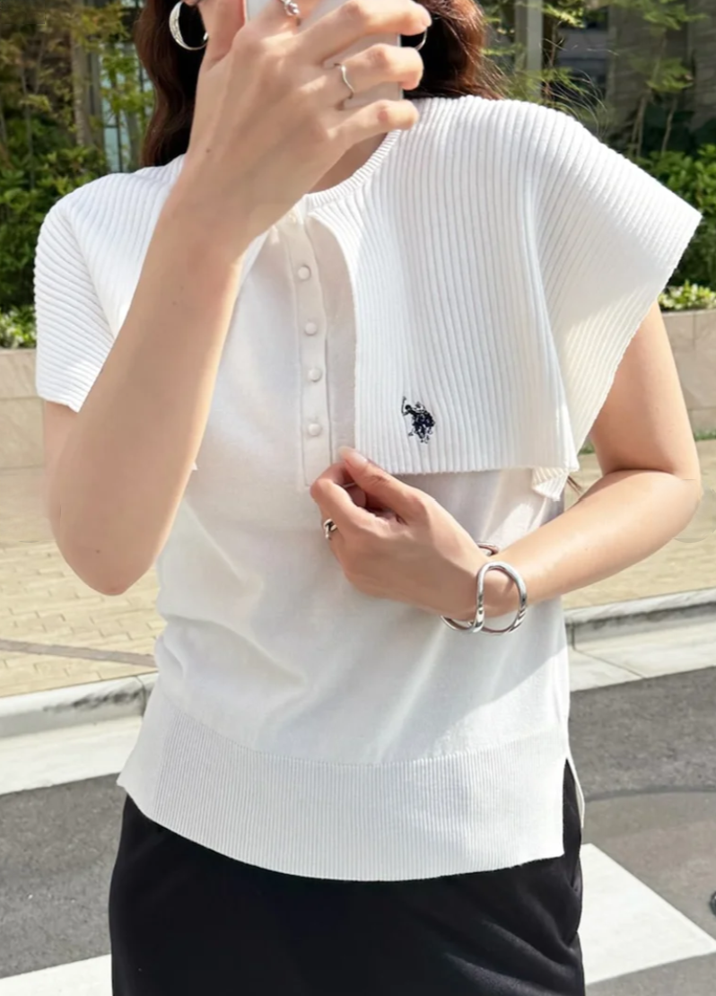 🌟While stocks last🌟Direct from Japan US POLO ASSN Layered Big Collar Knit ❤️🔥Order deadline July 8th 22:30 ❤️🔥