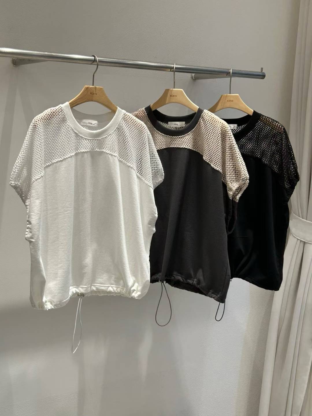 韓國直送Mesh Stitching Drawstring Tee / Pants