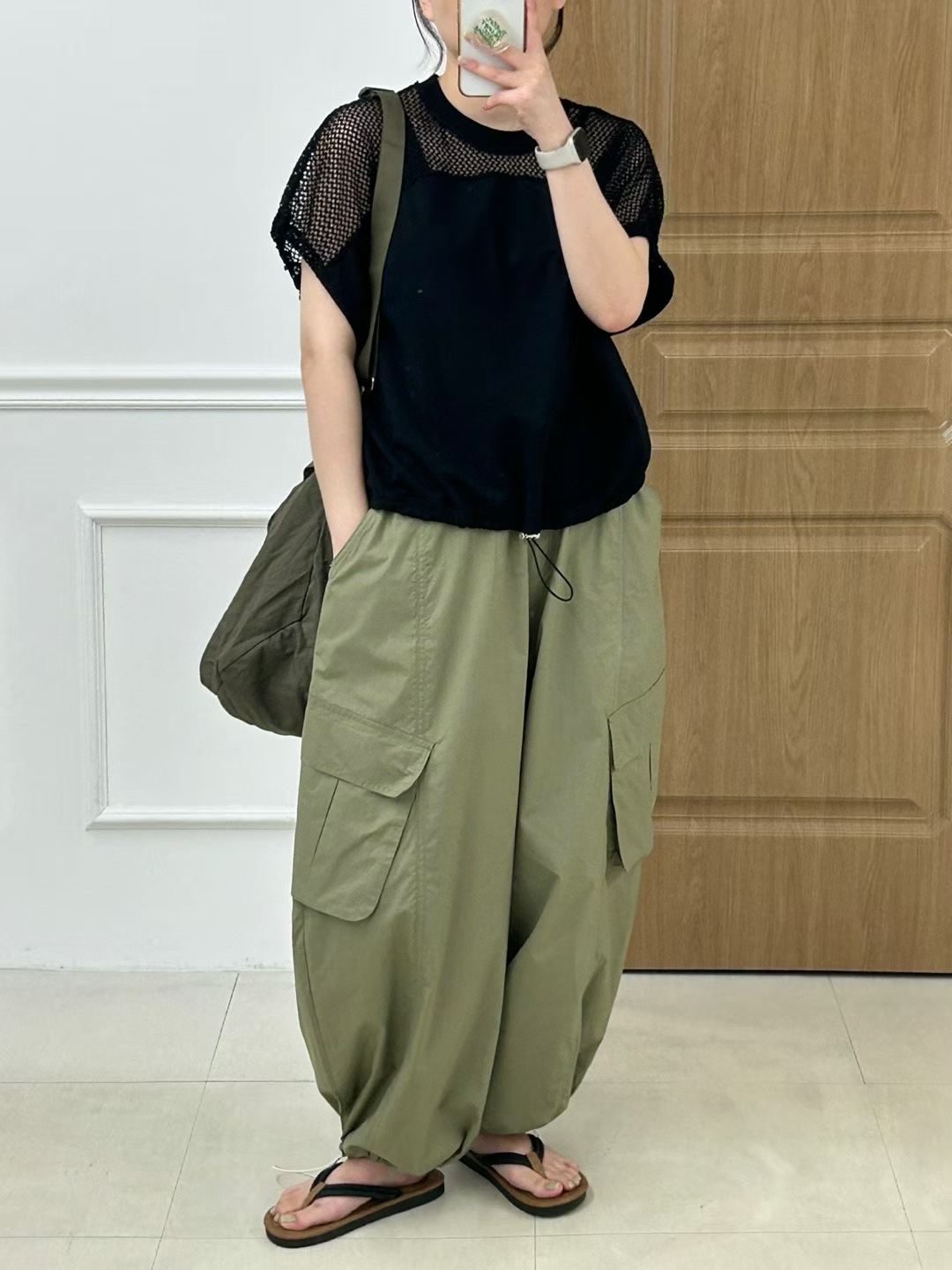 韓國直送Mesh Stitching Drawstring Tee / Pants