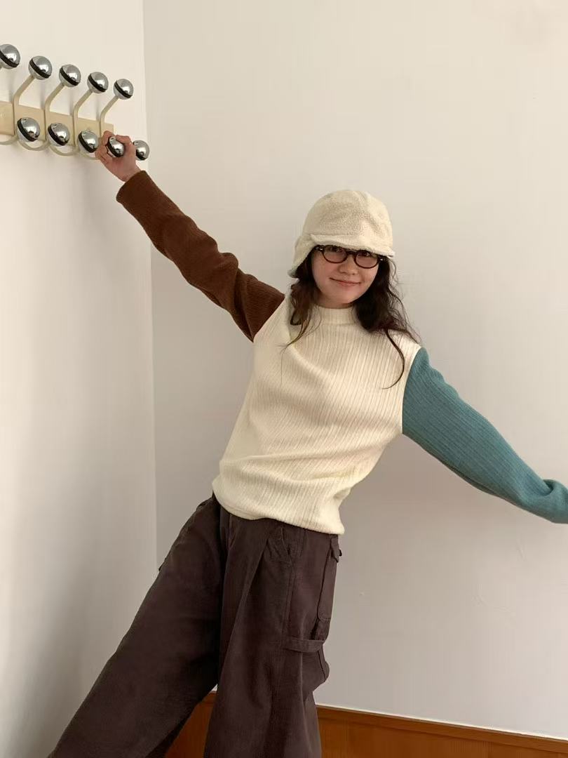 韓國直送Multicolor Ribbed Knit Top - HLY & CHOCCICO