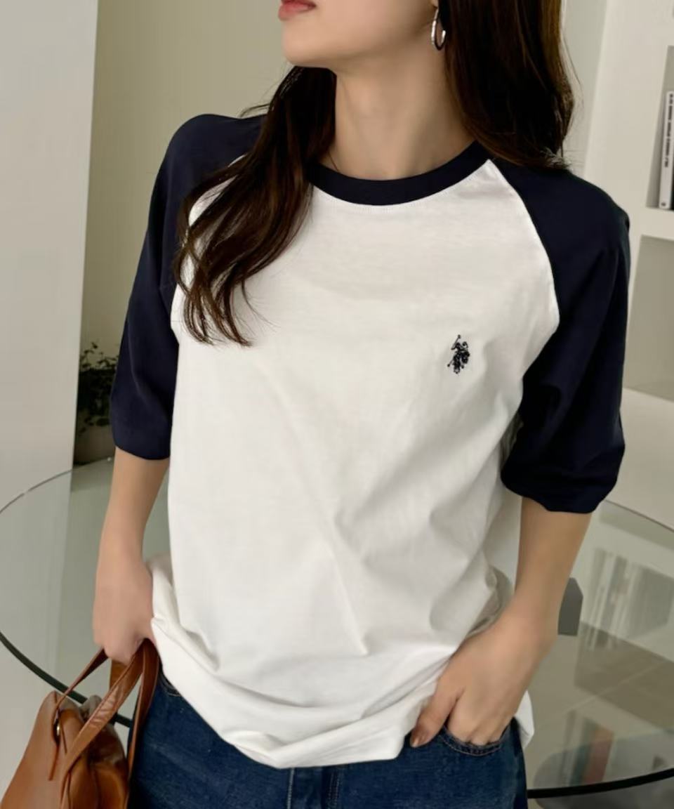 日本直送U.S. POLO ASSN. Raglan Sleeve Bicolor Tee