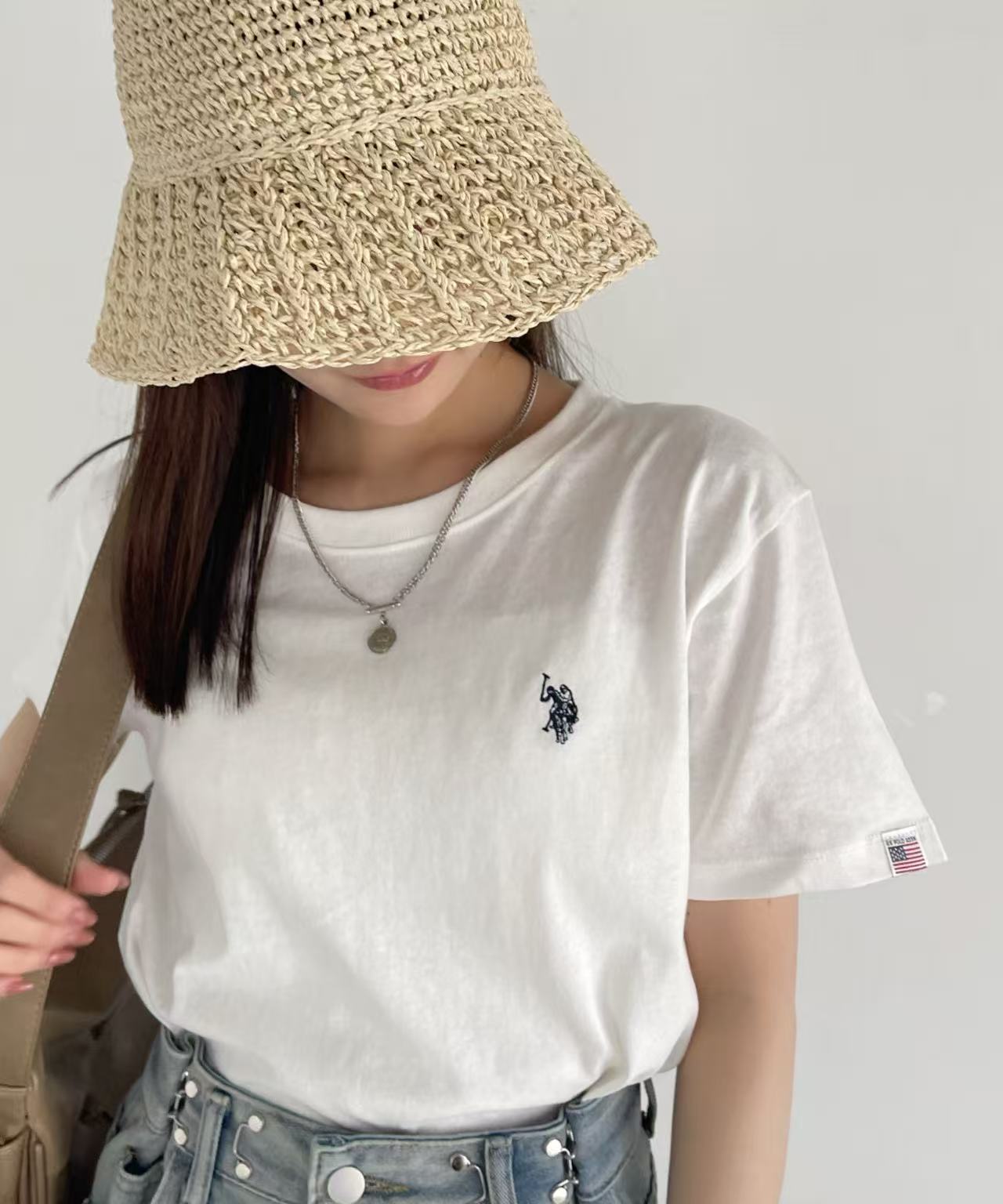 日本直送U.S. POLO ASSN. one-point embroidery compact silhouette basic Tee
