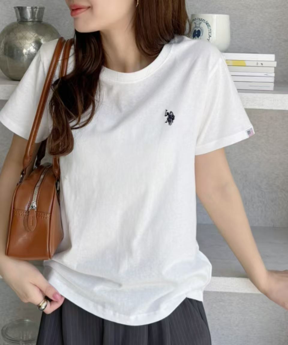 日本直送U.S. POLO ASSN. one-point embroidery compact silhouette basic Tee
