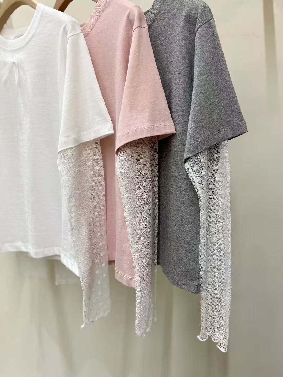 韓國直送Basic lace bow Tee - HLY & CHOCCICO