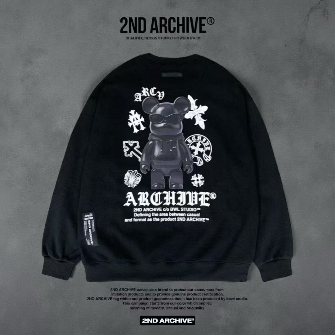 韓國直送 2ND ARCHIVE Black Cross Bear Sweatshirt - HLY & CHOCCICO