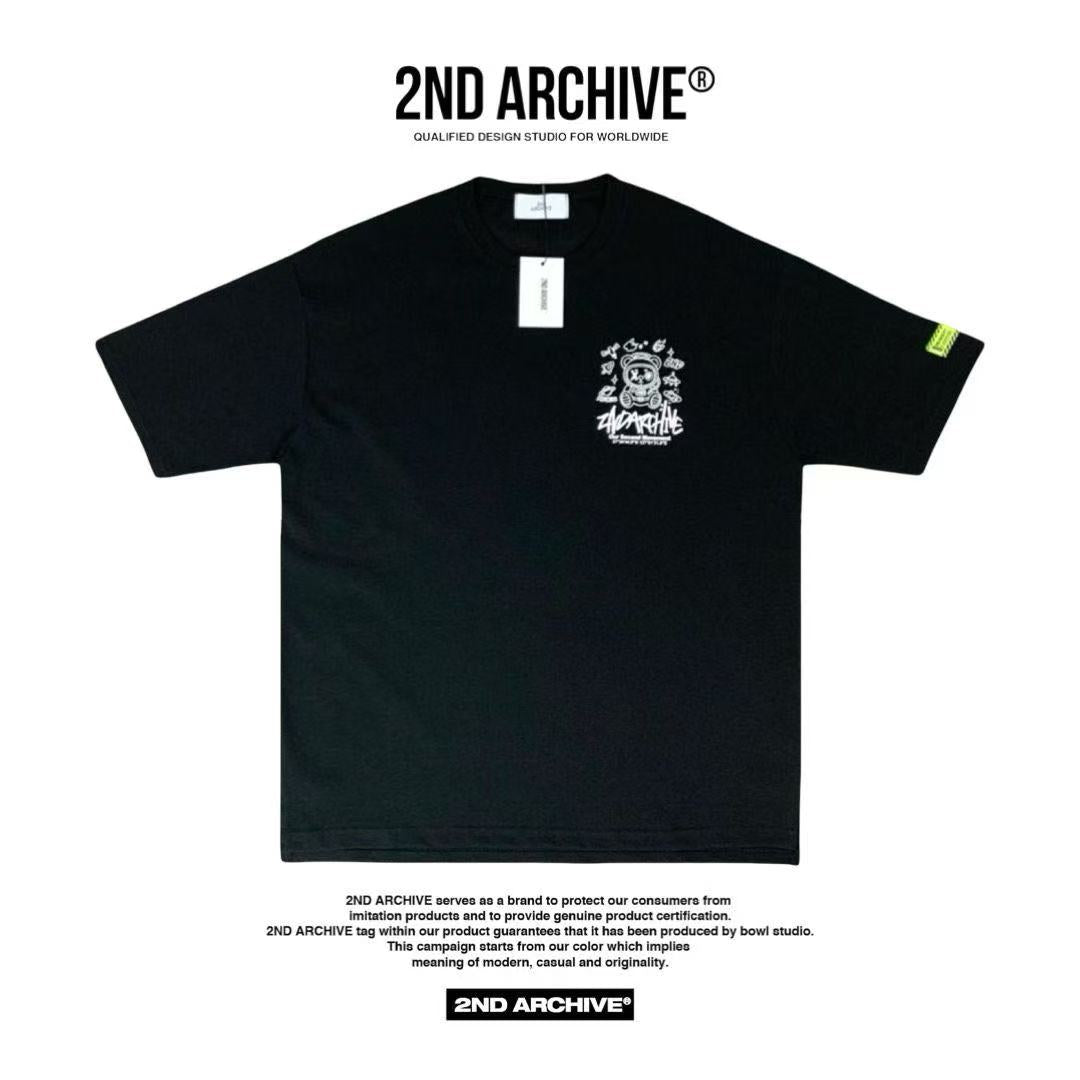 🇰🇷韓國直送🇰🇷 2ND ARCHIVE Glow-in-the-Dark Space Bear Half Palty Tee - HLY & CHOCCICO