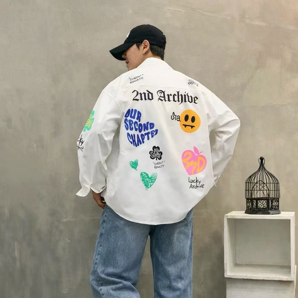 韓國直送 2ND ARCHIVE Smile Doodle Shirt - HLY & CHOCCICO