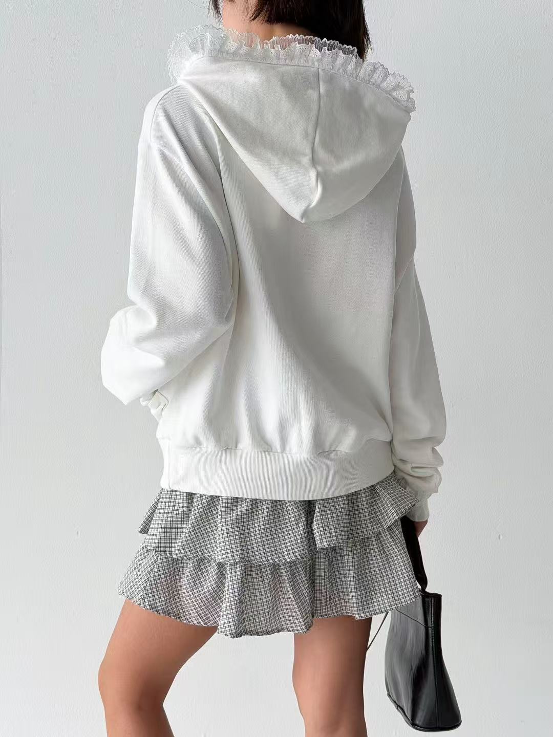 韓國直送Lace-trim Hoodie - HLY & CHOCCICO