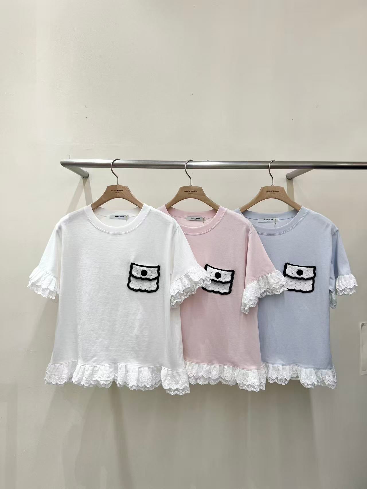韓國直送Crochet pocket Tee - HLY & CHOCCICO