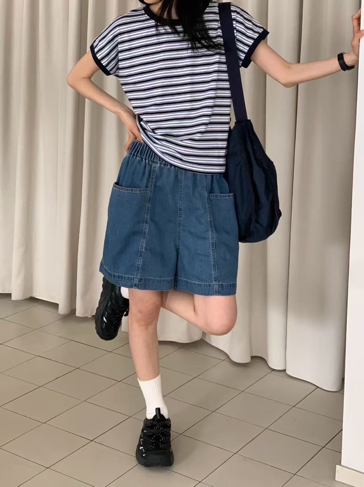 韓國直送Vibrant Stripe Tee / Shorts