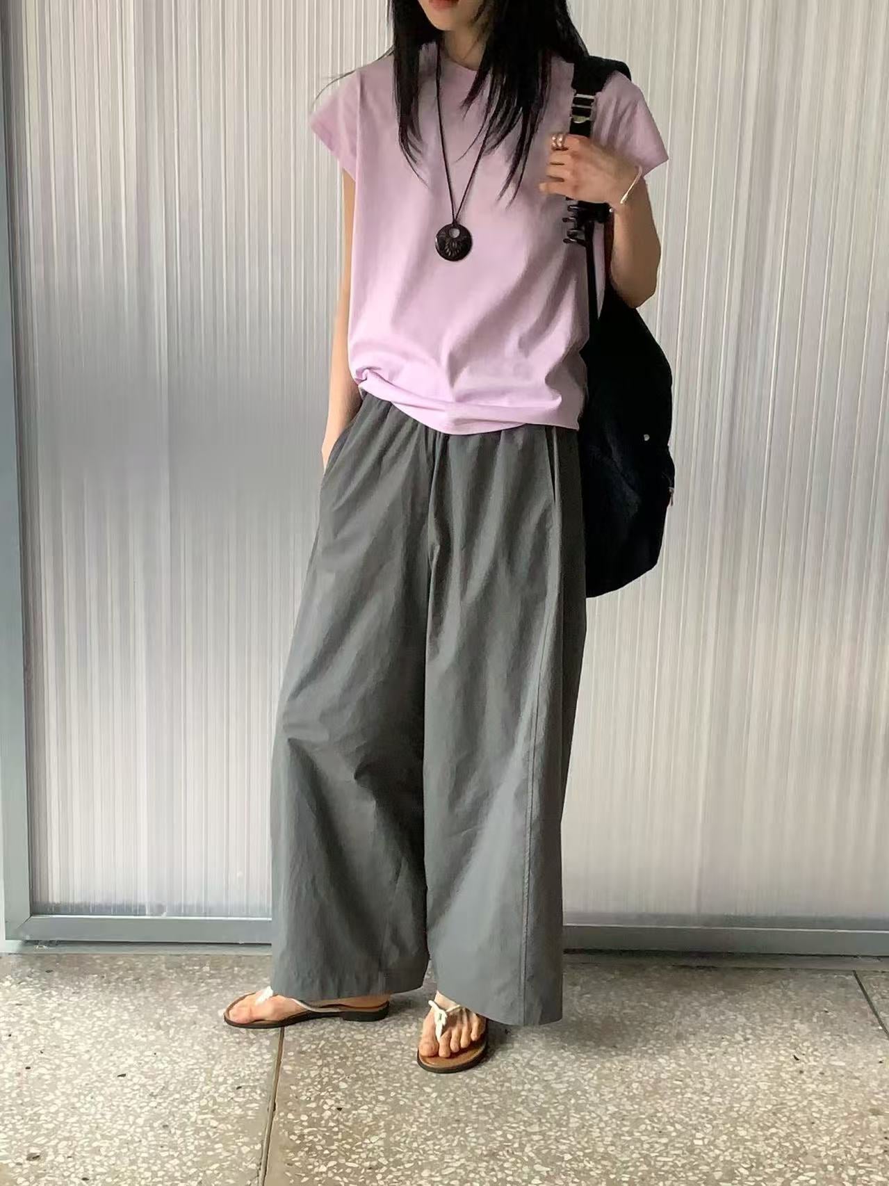 Korea Direct Versatile Elastic Waist Pants / Tee