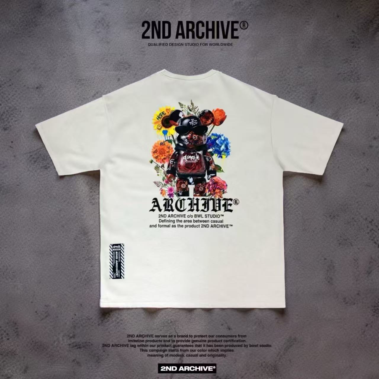 Direct from Korea 🇰🇷 2ND ARCHIVE Floral Cyber-Bear Graphic Tee