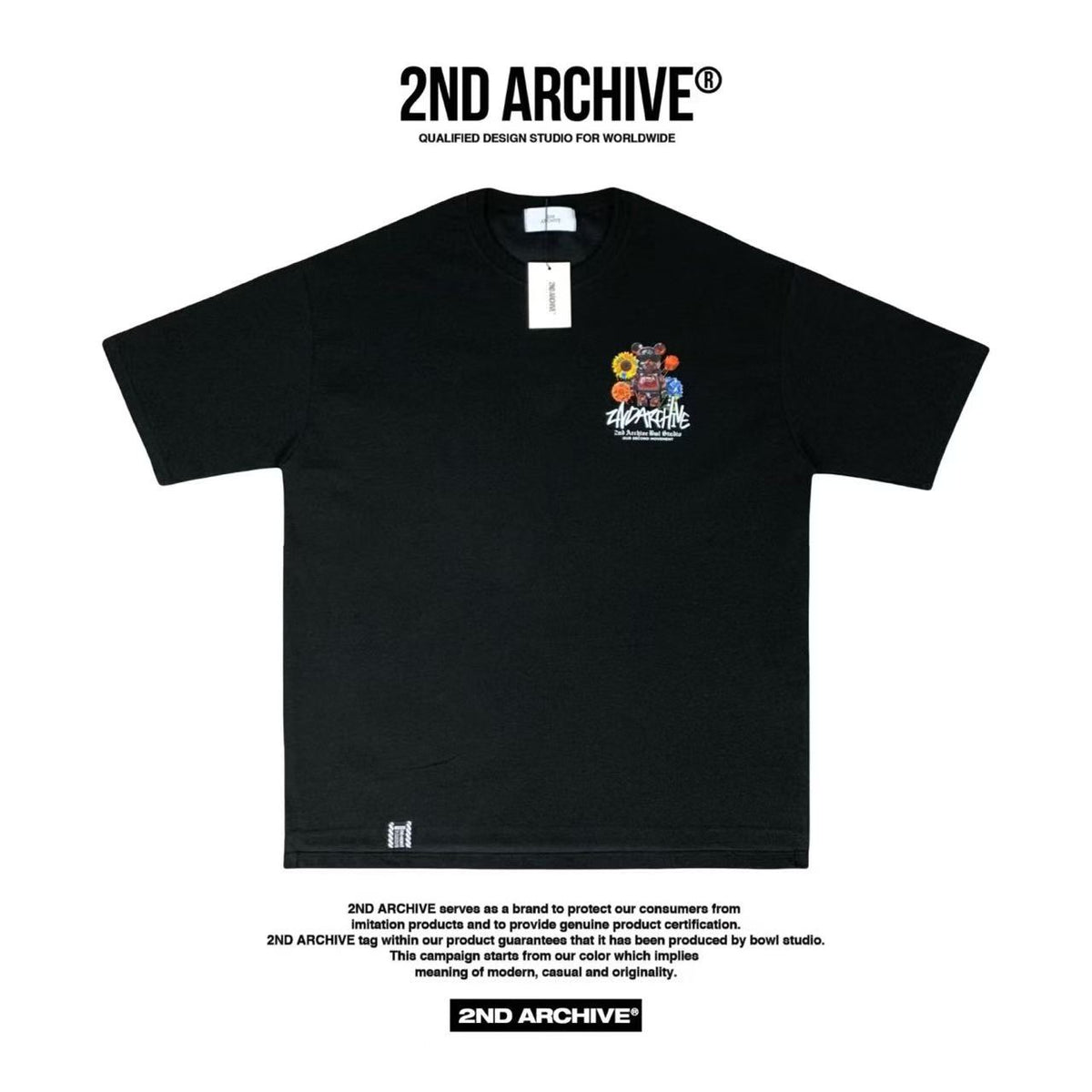 韓國直送🇰🇷 2ND ARCHIVE Floral Cyber-Bear Graphic Tee