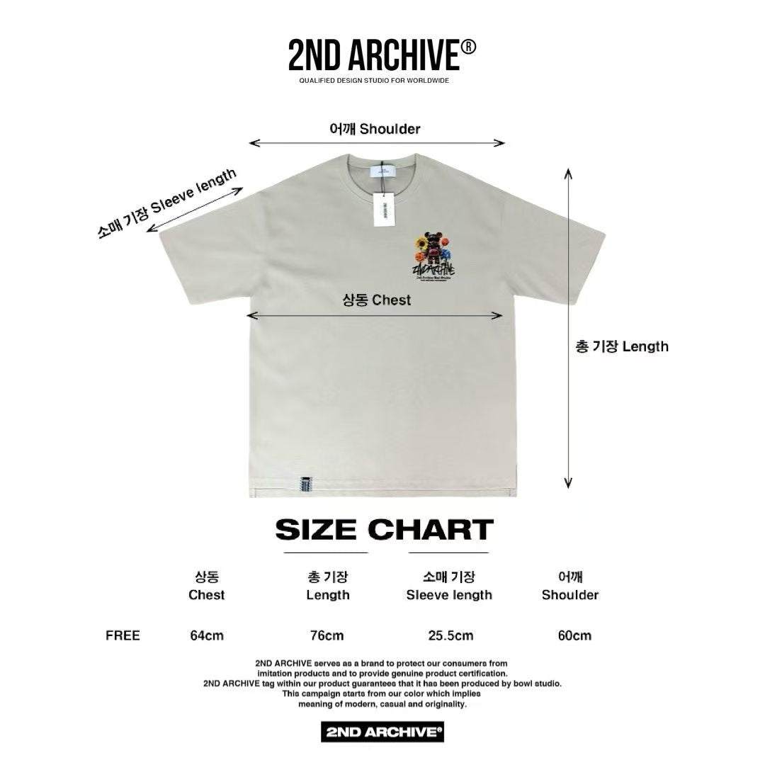韓國直送🇰🇷 2ND ARCHIVE Floral Cyber-Bear Graphic Tee
