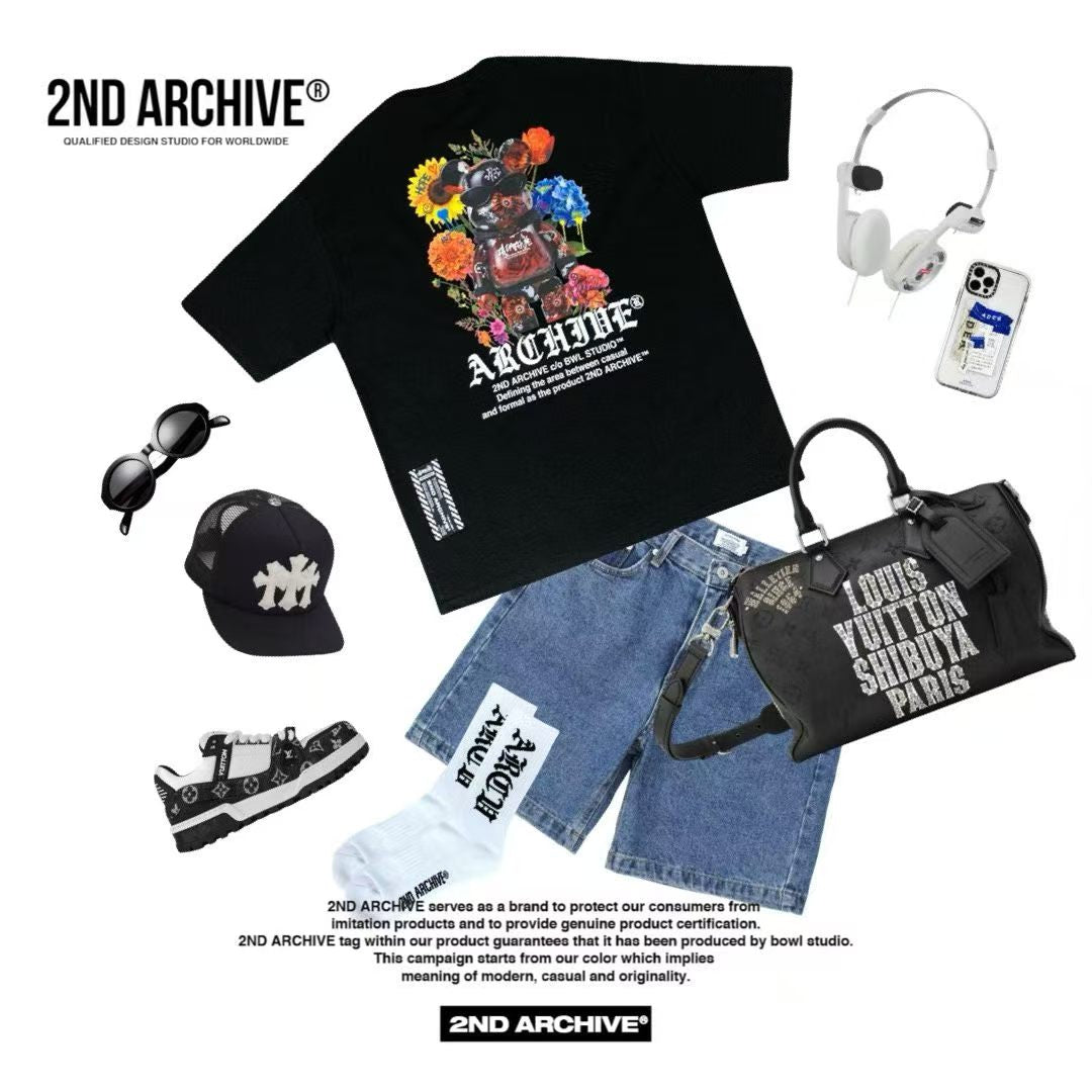 韓國直送🇰🇷 2ND ARCHIVE Floral Cyber-Bear Graphic Tee