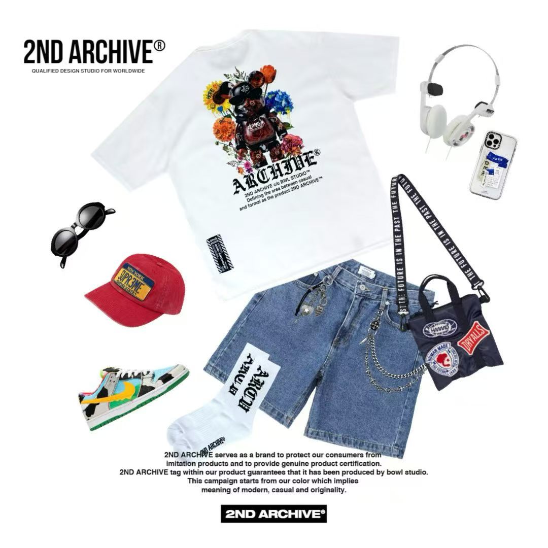 韓國直送🇰🇷 2ND ARCHIVE Floral Cyber-Bear Graphic Tee