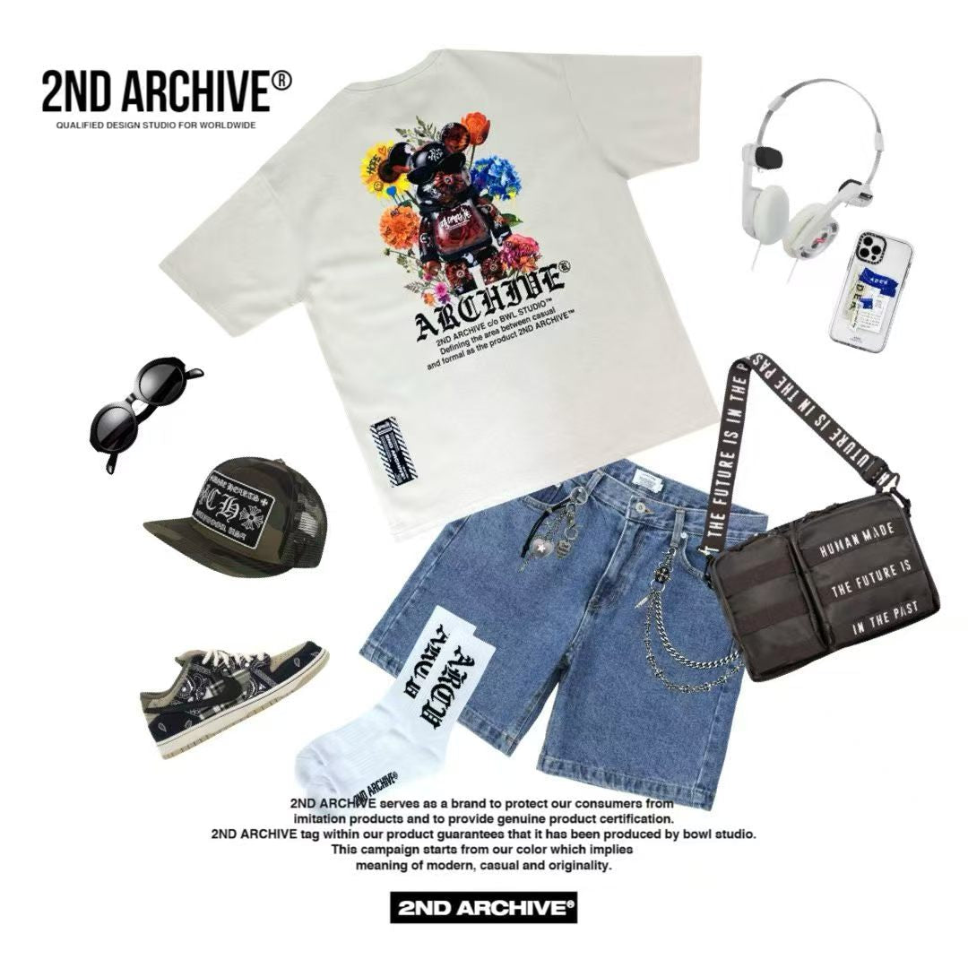韓國直送🇰🇷 2ND ARCHIVE Floral Cyber-Bear Graphic Tee