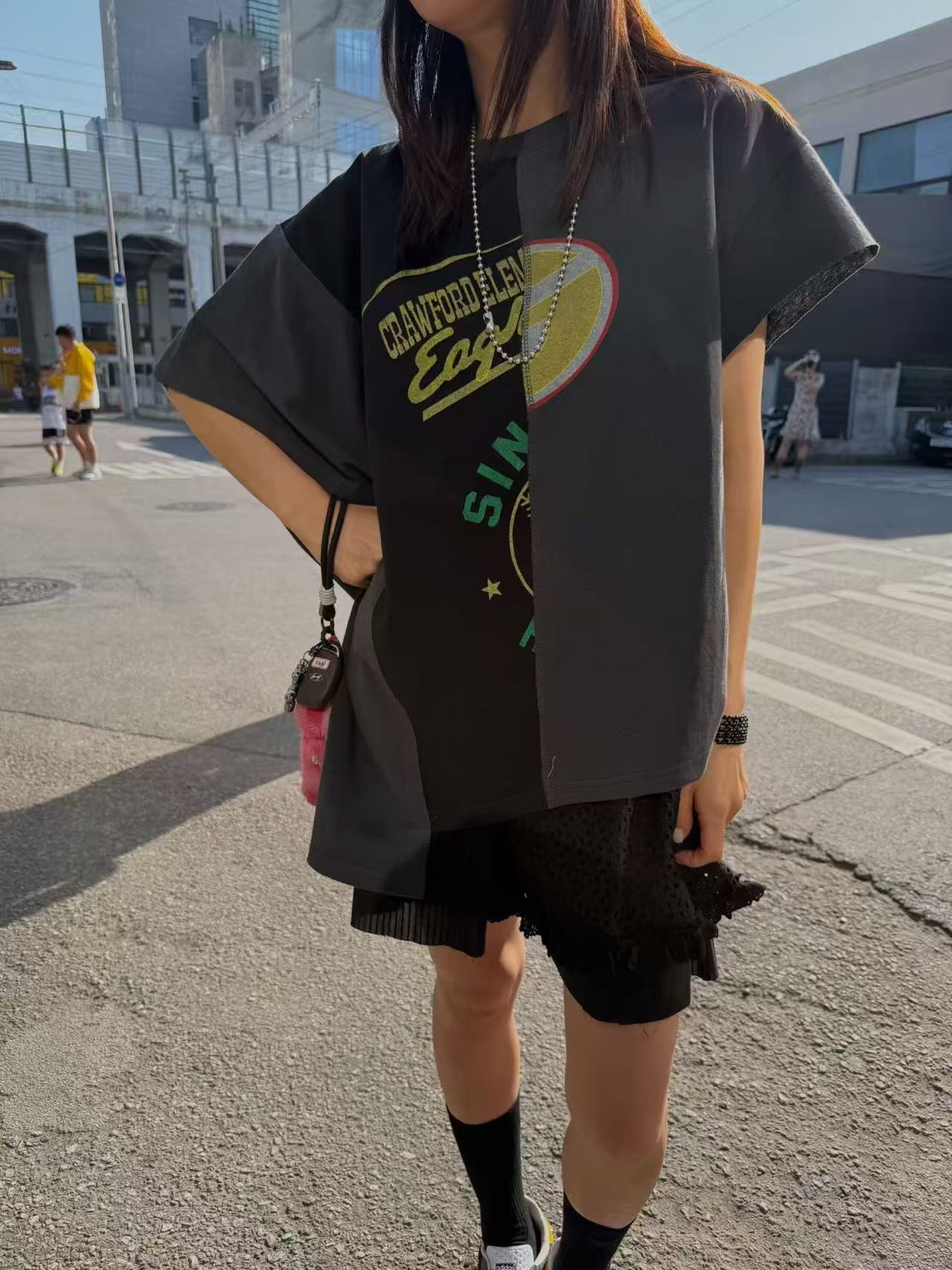 韓國直送Asymmetric "EAGLE" Graphic Oversized Tee / Pants