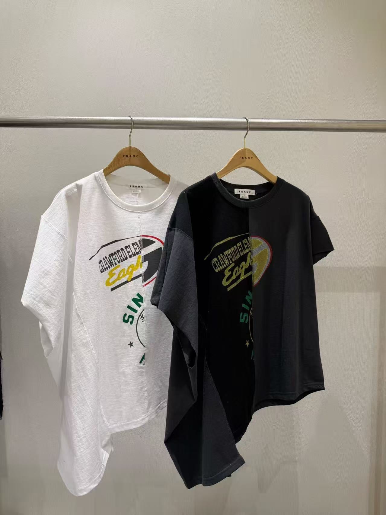 韓國直送Asymmetric "EAGLE" Graphic Oversized Tee / Pants