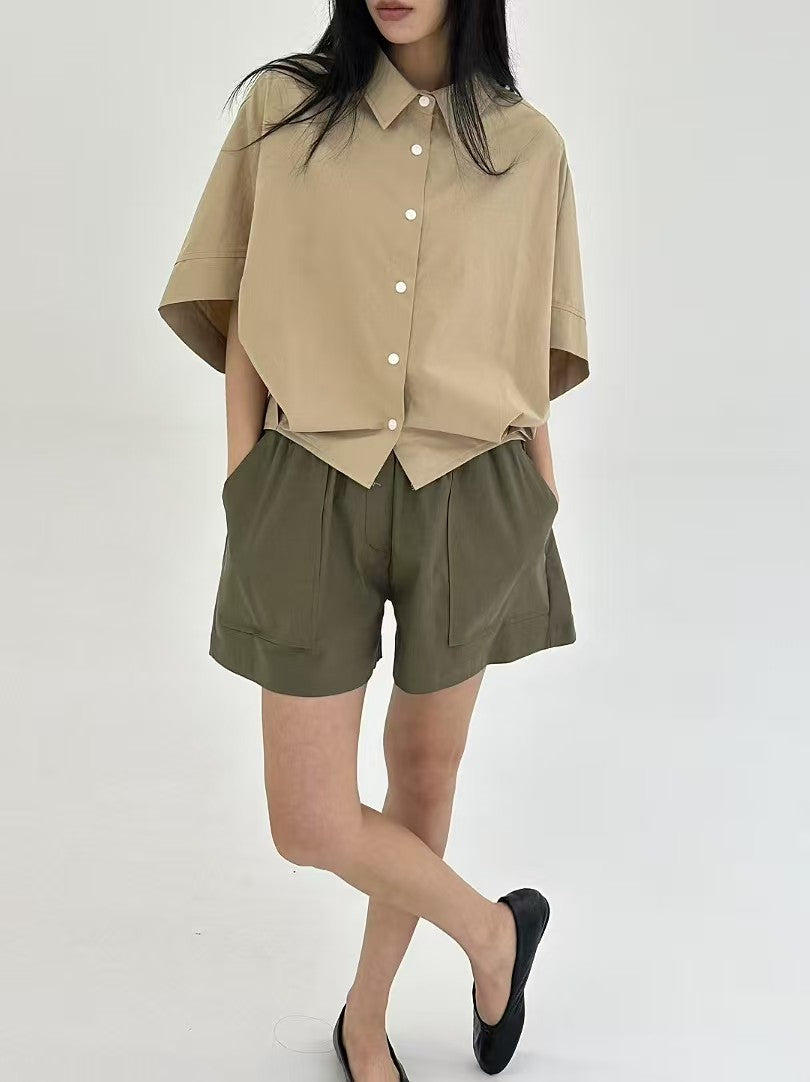 Korea Direct Shipping Geometric Cape-Sleeve Blouse